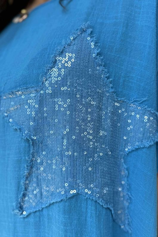 Made in Italy Sahara Star Sack Dress Cerulean
